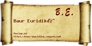 Baur Euridiké névjegykártya